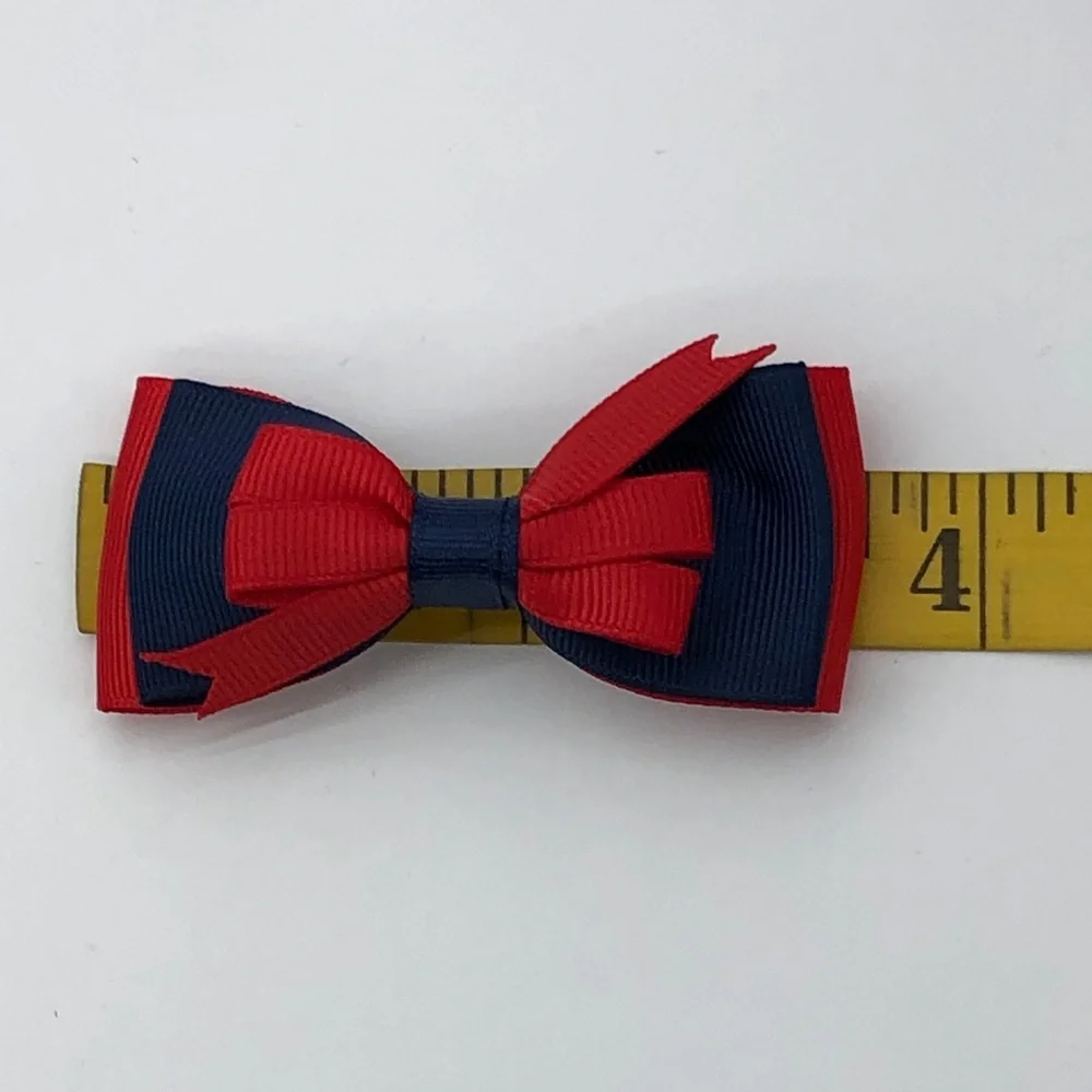 Navy & Red Kids Hair Bows Set - 3 Pack